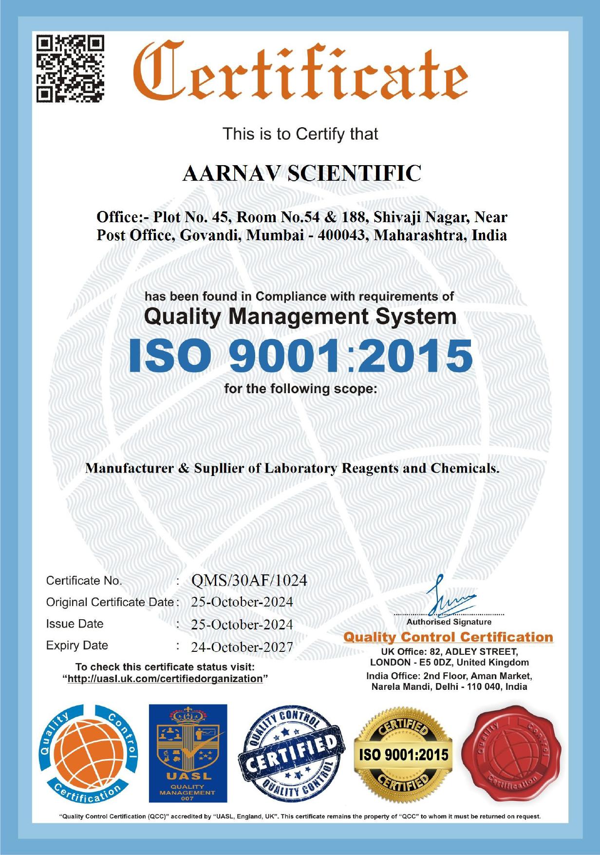 ISO 9001:2015 — Quality Management System